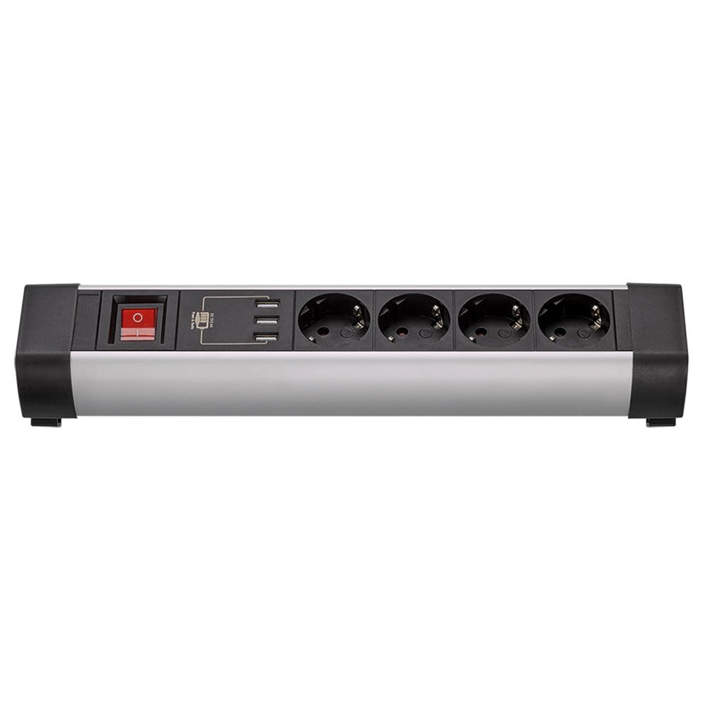 Base múltipla com fixação 4 tomadas + 3 USB 1,5 m de cabo