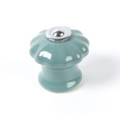 Puxador para móvel, modelo E524, em porcelana e aço com acabamento azul-acinzentado, Ø28 mm