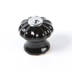 Puxador para móveis modelo E524, em porcelana e aço com acabamento preto, Ø28 mm, blister 4 un