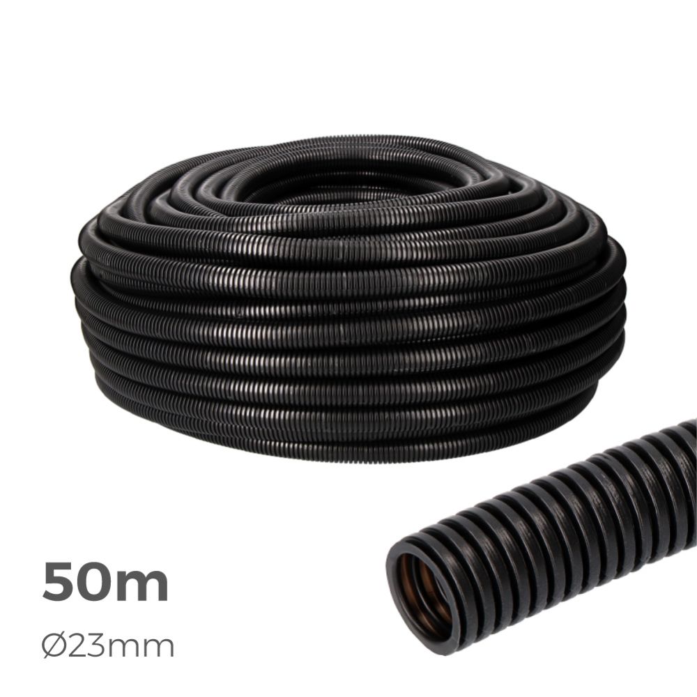 Tubo anelado para interior medida 23mm CE M-32 preto euro/m