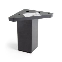 Pé de canto quadrado, modelo 972, em ABS, 42 x 42 x 100 mm, preto