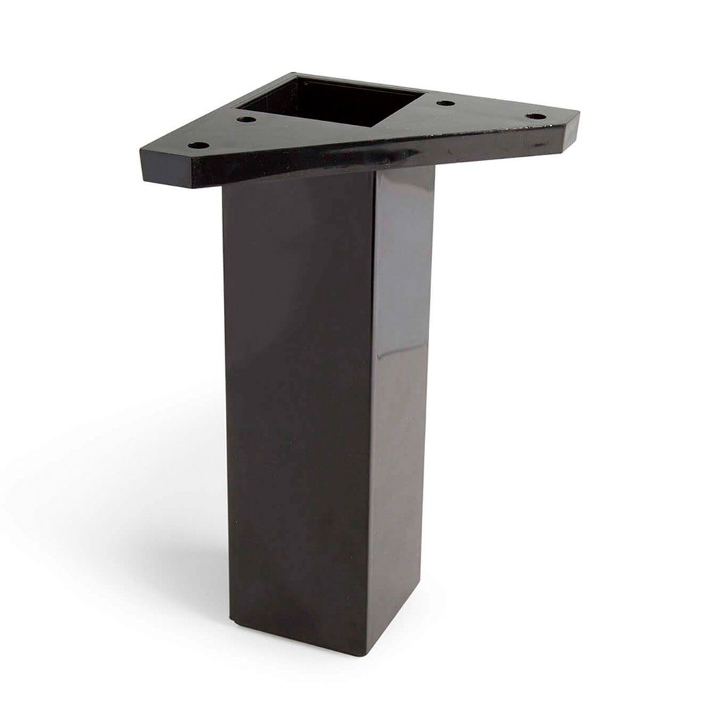 Pé de canto quadrado, modelo 972, em ABS, 42 x 42 x 150 mm, preto