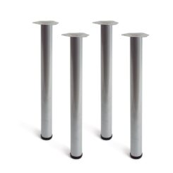 Pé cilíndrico de mesa, modelo 4406, de aço em COR alumínio, Ø60 x 710 mm, 4 un