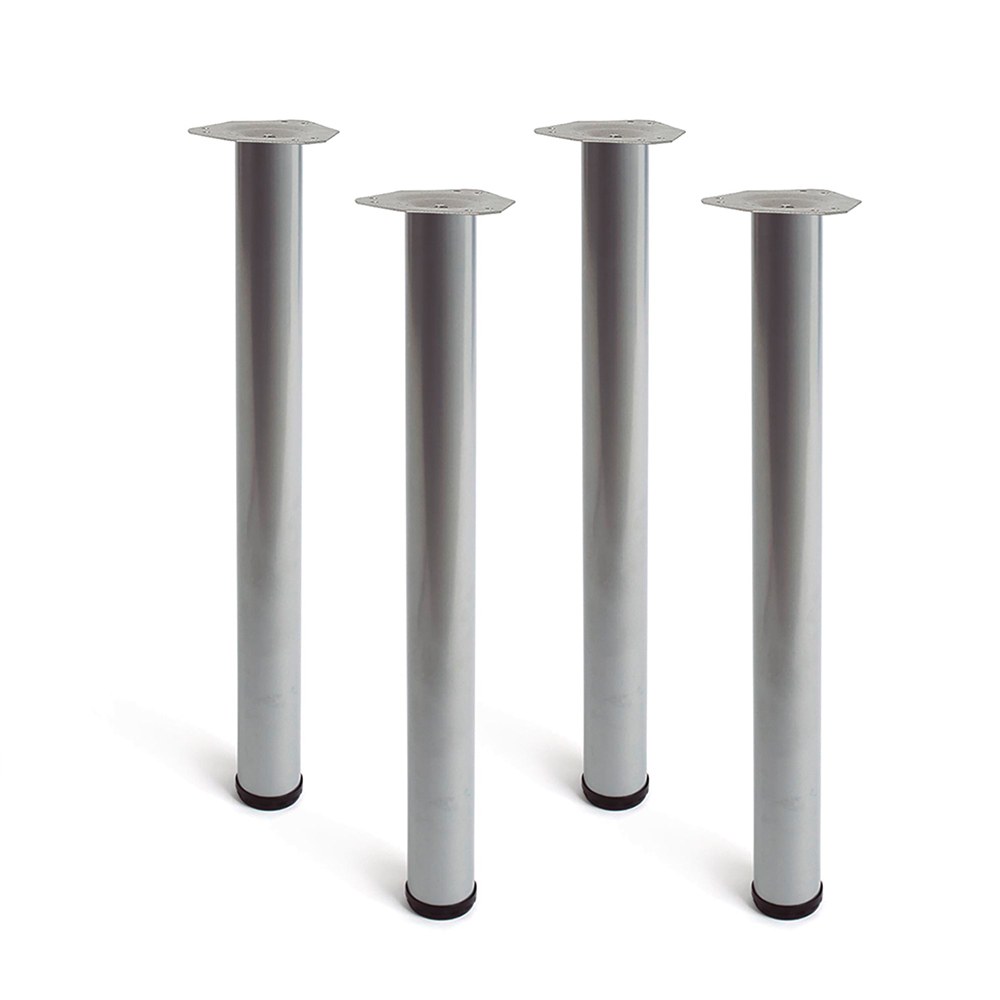 Pé cilíndrico de mesa, modelo 4406, de aço em COR alumínio, Ø60 x 710 mm, 4 un