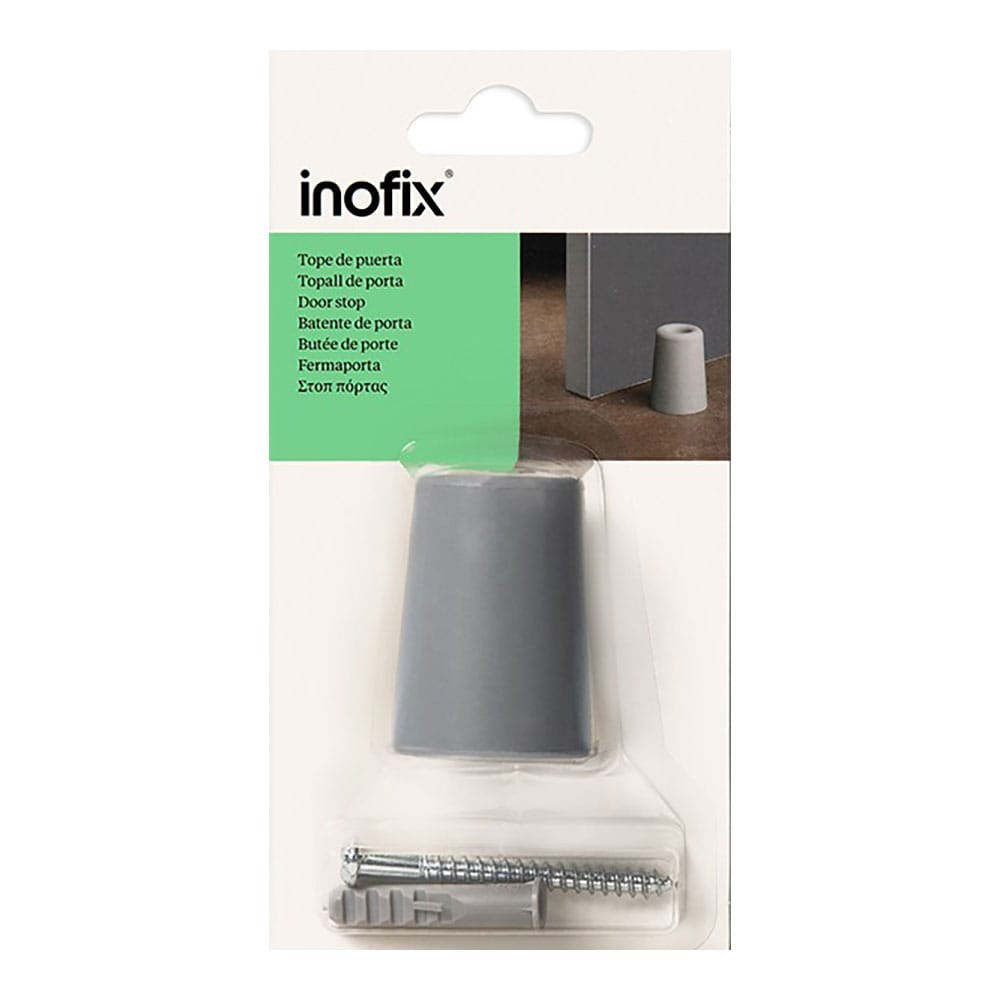 INOFIX Batente de porta alto, em borracha com acabamento cinza, fixação com parafusos, blister - Image 2
