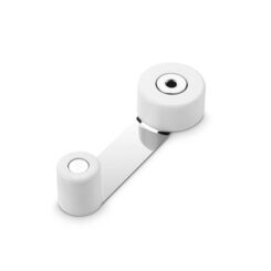 INOFIX Batente de porta e retentor giratório, em metal com acabamento branco, fixação com parafusos e adesivo, blister