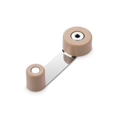 INOFIX Batente de porta e retentor giratório, em metal com acabamento bege, fixação com parafusos e adesivo, blister