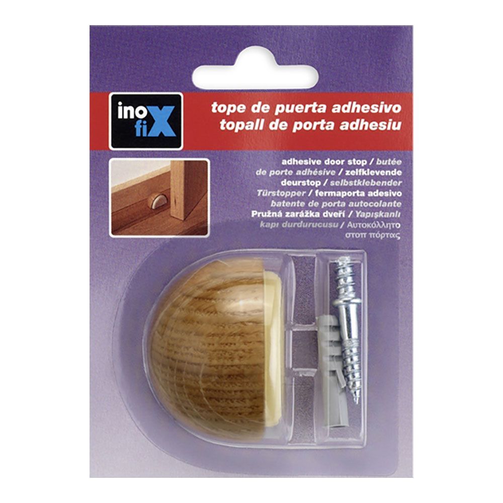 INOFIX Batente de porta, em madeira e borracha com acabamento em carvalho, fixação com parafusos e adesivo, blister - Image 2