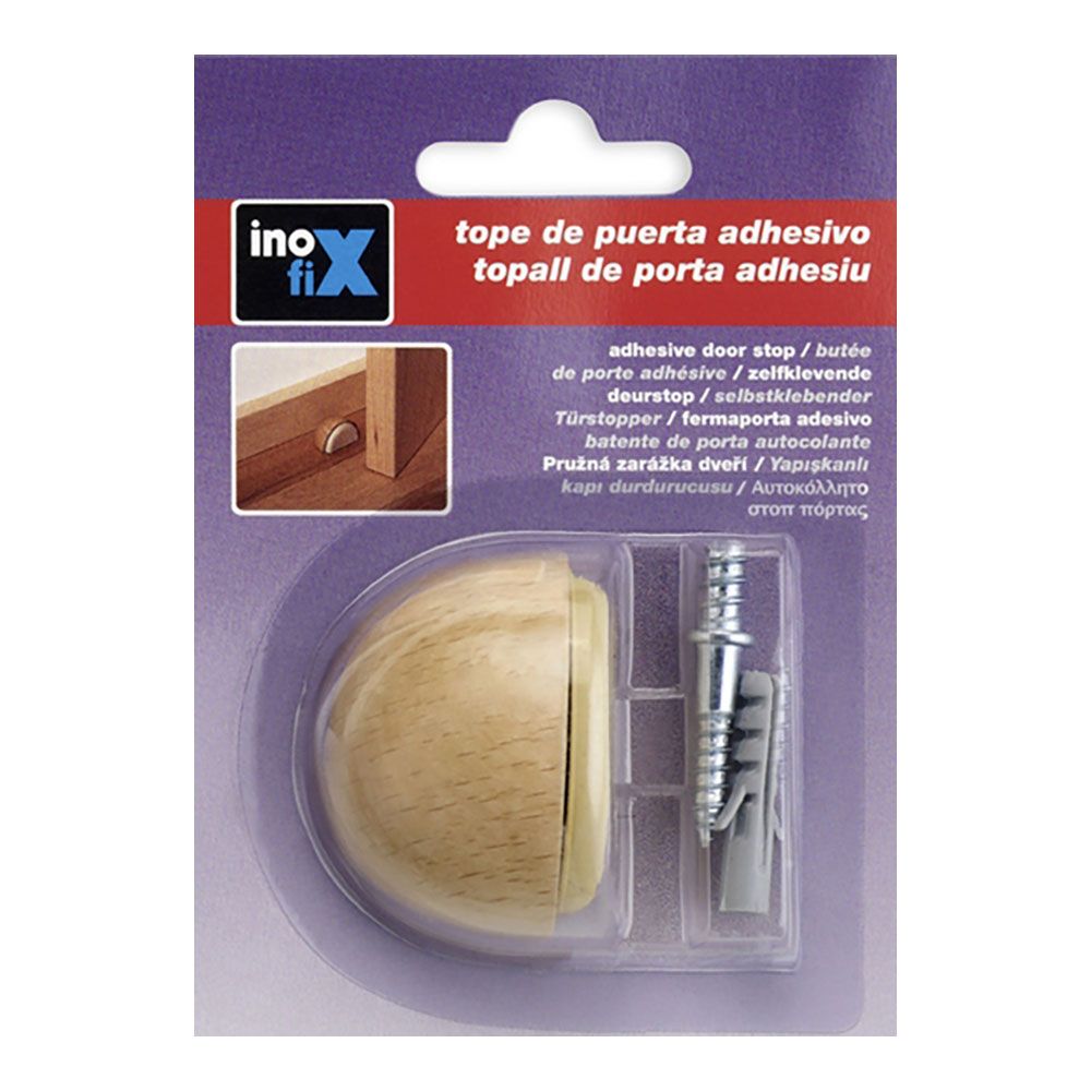 INOFIX Batente de porta, em madeira e borracha com acabamento em faia, fixação com parafusos e adesivo, blister - Image 2