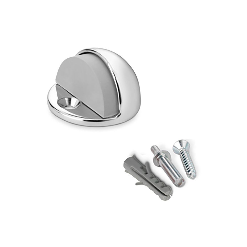 INOFIX Batente de porta, metal e silicone com acabamento cromado, fixação por parafuso, blister