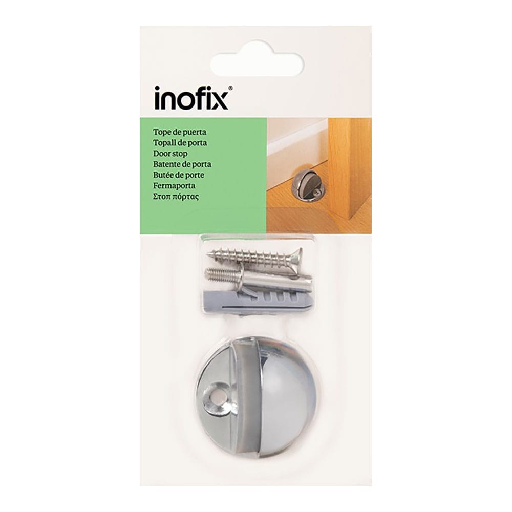 INOFIX Batente de porta, metal e silicone com acabamento cromado, fixação por parafuso, blister - Image 2