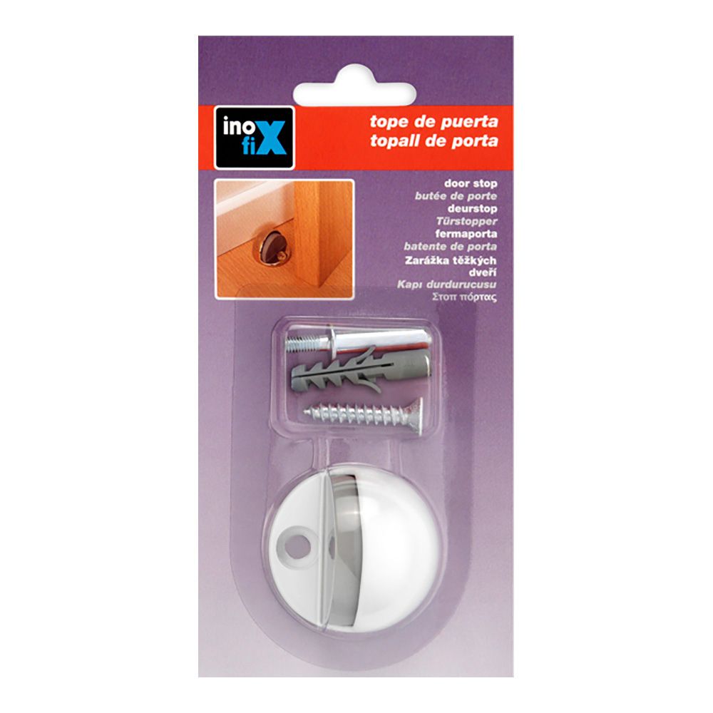 INOFIX Batente de porta, metal e silicone com acabamento branco, fixação por parafuso, blister - Image 2