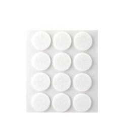 Feltro adesivo, circular, sintético, branco, Ø22 mm, 12 un, blister