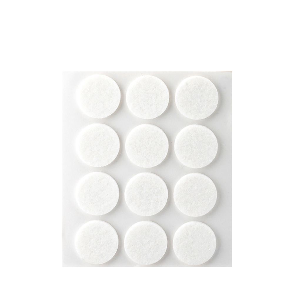 Feltro adesivo, circular, sintético, branco, Ø22 mm, 12 un, blister