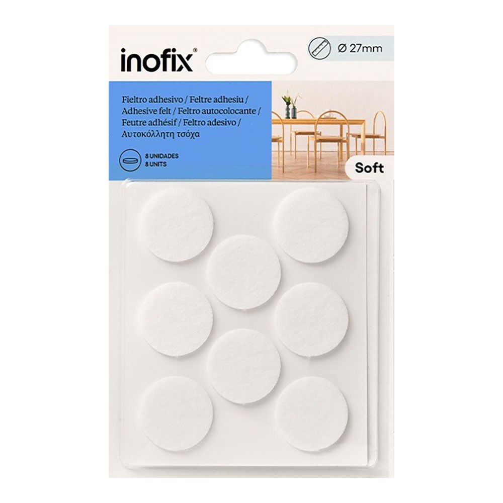 Feltro adesivo, circular, sintético, branco, Ø27 mm, 8 un, blister - Image 2