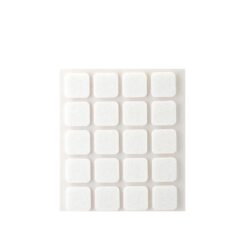 Feltro adesivo, quadrado, sintético, branco, 17 x 17 mm, 20 un, blister