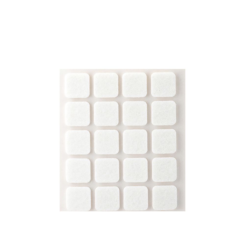 Feltro adesivo, quadrado, sintético, branco, 17 x 17 mm, 20 un, blister