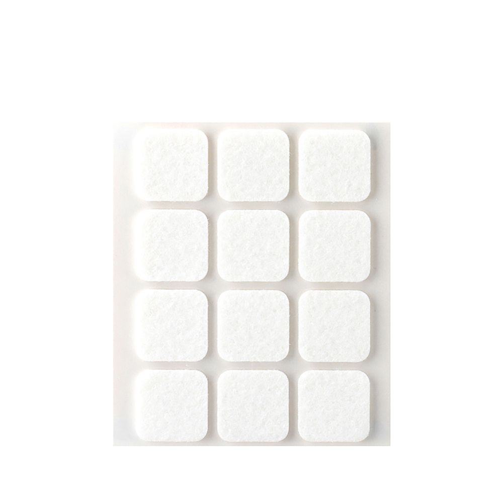 Fieltro adhesivo, cuadrado, sintético, blanco, 22 x 22 mm, 12 uds, blister