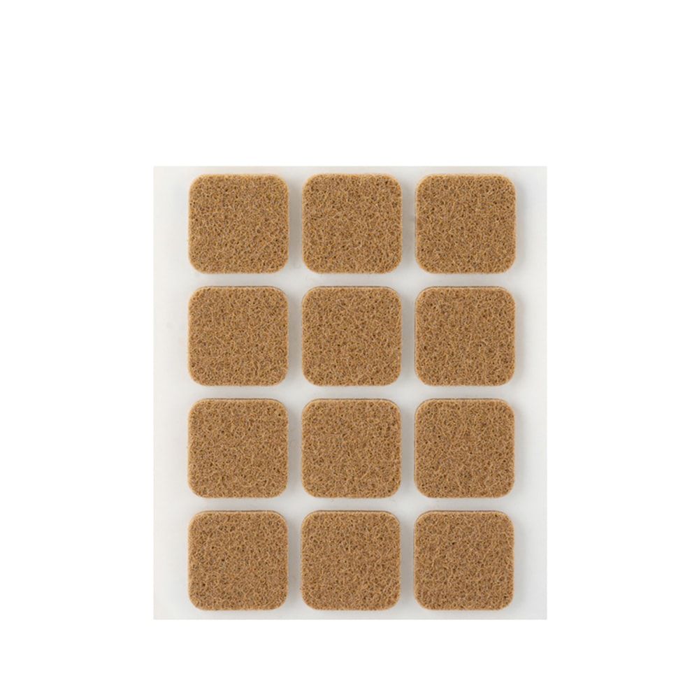 Feltro adesivo quadrado sintético marrom, 22 x 22 mm, 12 un, blister