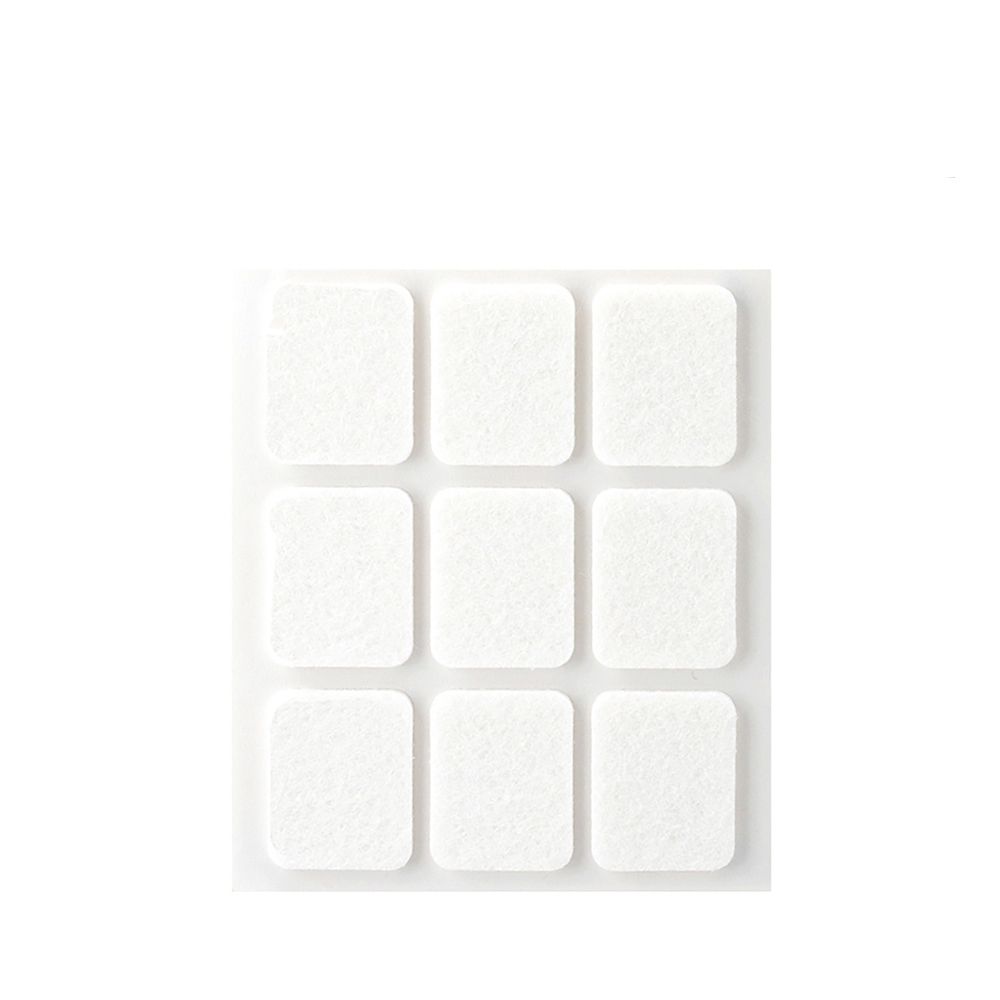 Feltro adesivo quadrado sintético branco, 29 x 23 mm, 9 un, blister