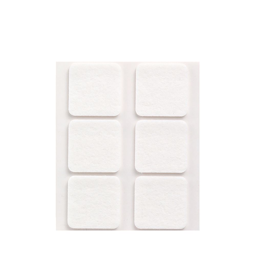 Feltro adesivo quadrado sintético branco, 31 x 31 mm, 6 un, blister