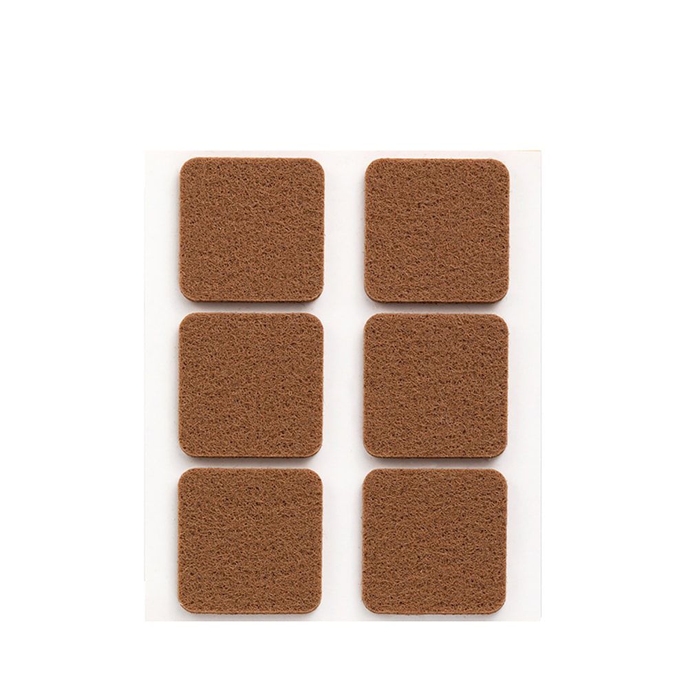 Feltro adesivo quadrado sintético marrom, 31 x 31 mm, 6 un, blister