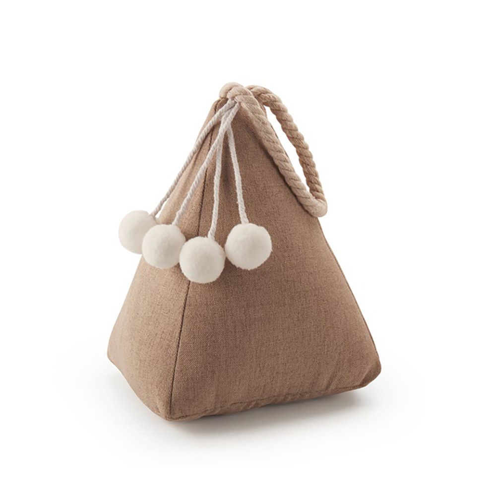 Batente de porta decorativo em tecido, modelo saco bege, 18 x 13 x 14 cm