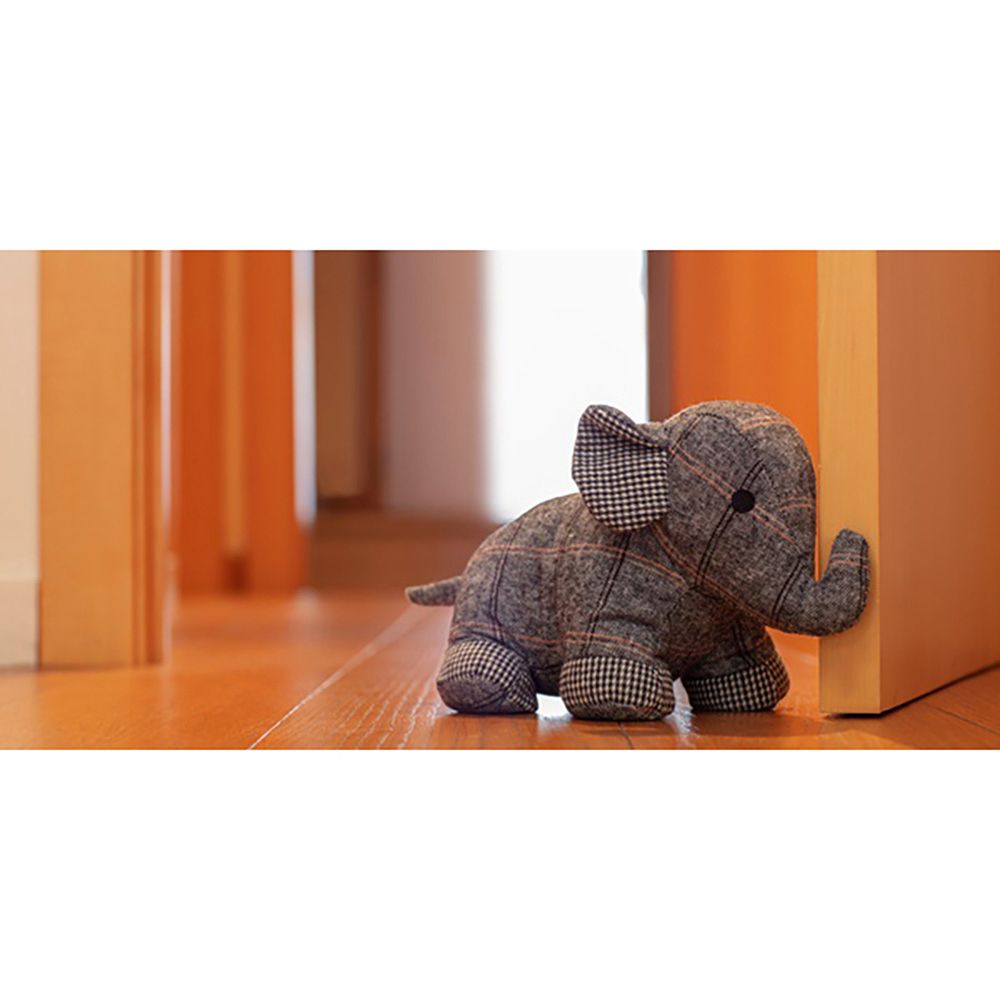 Batente de porta decorativo em tecido, com estampa de elefante cinza, 18 x 32 x 15 cm - Image 2