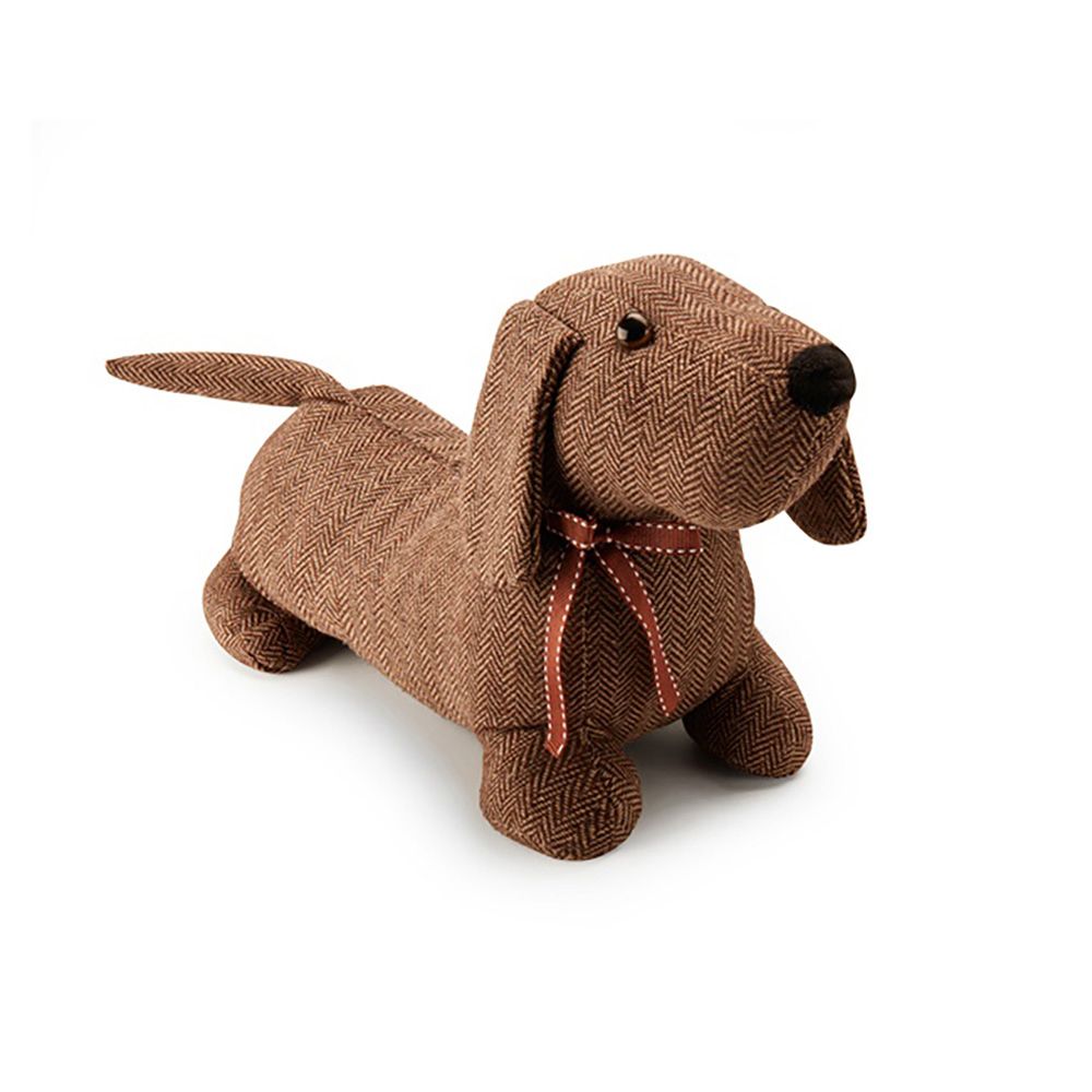 Peso de porta decorativo em tecido, com estampa de cachorro marrom, 20 x 40 x 10 cm