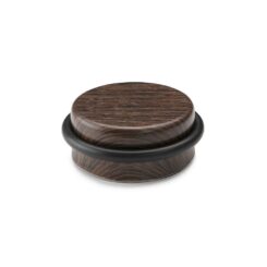 Batente de porta com anel de vedação, feito de metal e silicone com acabamento em madeira wengué, fixação adesiva, blister