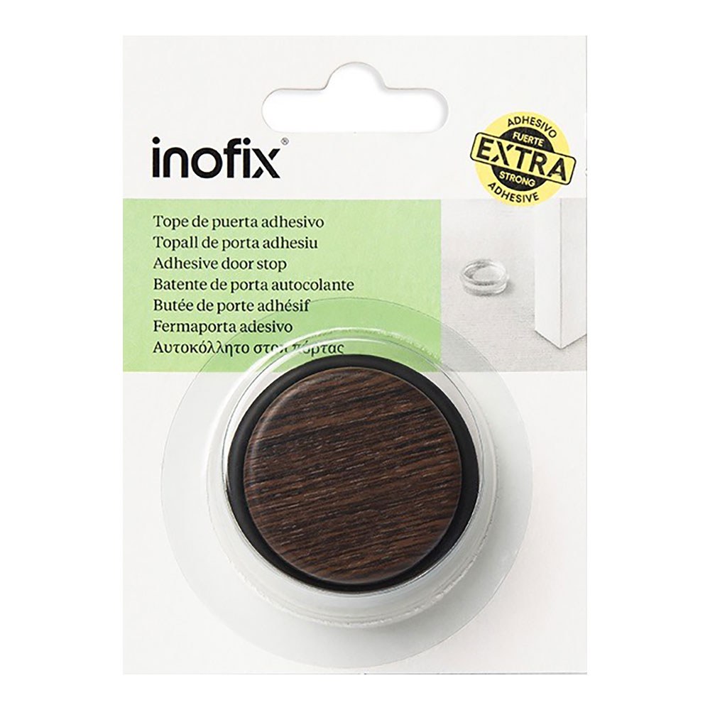 Batente de porta com anel de vedação, feito de metal e silicone com acabamento em madeira wengué, fixação adesiva, blister - Image 2
