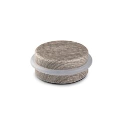 Batente de porta com anel de vedação, feito de metal e silicone com acabamento em madeira de oliveira mediterrânea, fixação adesiva, blister