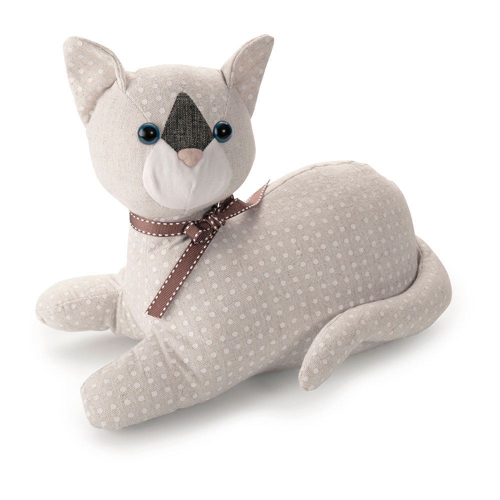 Peso de porta decorativo em tecido, modelo gato, 28 x 13 x 23 cm