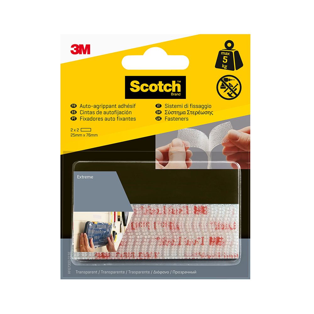 Tira extrema auto-fixadora, transparente, 25 mm x 76 mm, 2 unid., MAX 5 kg