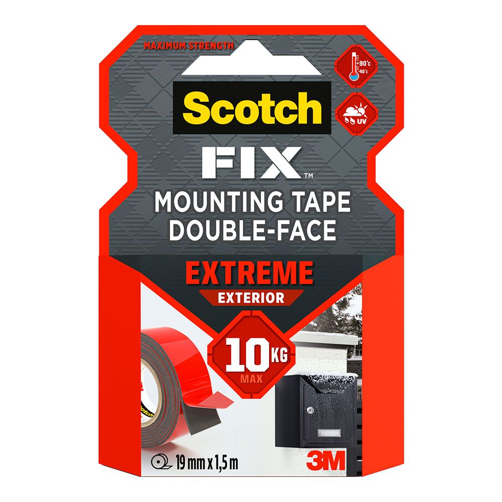 Fita dupla face para montagem exterior extrema, máx 10 kg 19 mm x 1,5 m