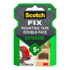 Fita de montagem dupla face, exterior, máx 5 kg, 19 mm x 1,5 m
