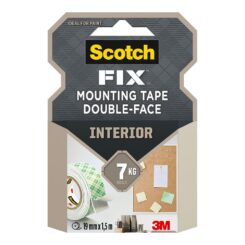 Fita de montagem dupla face para USO interno, máx 7 kg, 19 mm x 1,5 m
