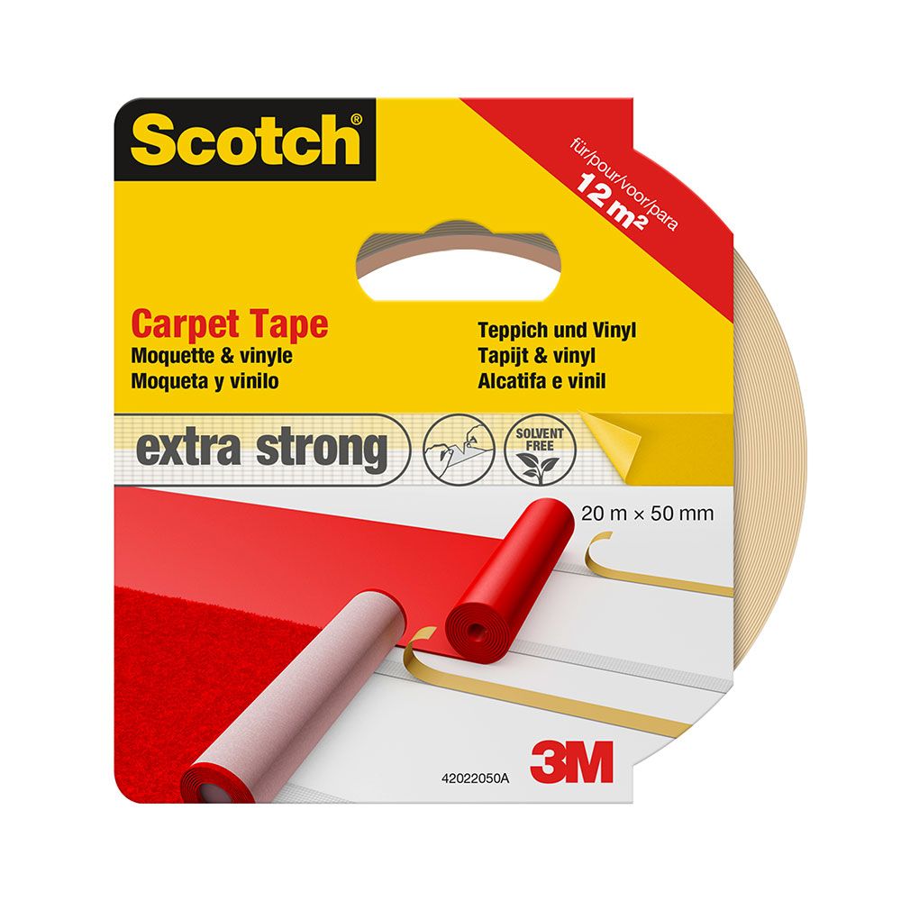Fita dupla face extra forte para carpetes e vinílicos 50 mm x 20 m