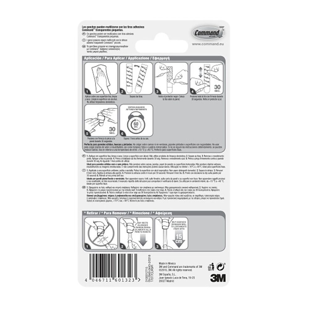 Command clipes para cabos redondos, transparentes, 19 x 32 x 13 mm, 4 UDS + 5 tiras, 17017CLR - Image 4