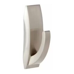Command gancho em metal com reflexos modernos, médio, níquel acetinado, 1 unidade + 2 tiras, carga máx. 1,3 kg