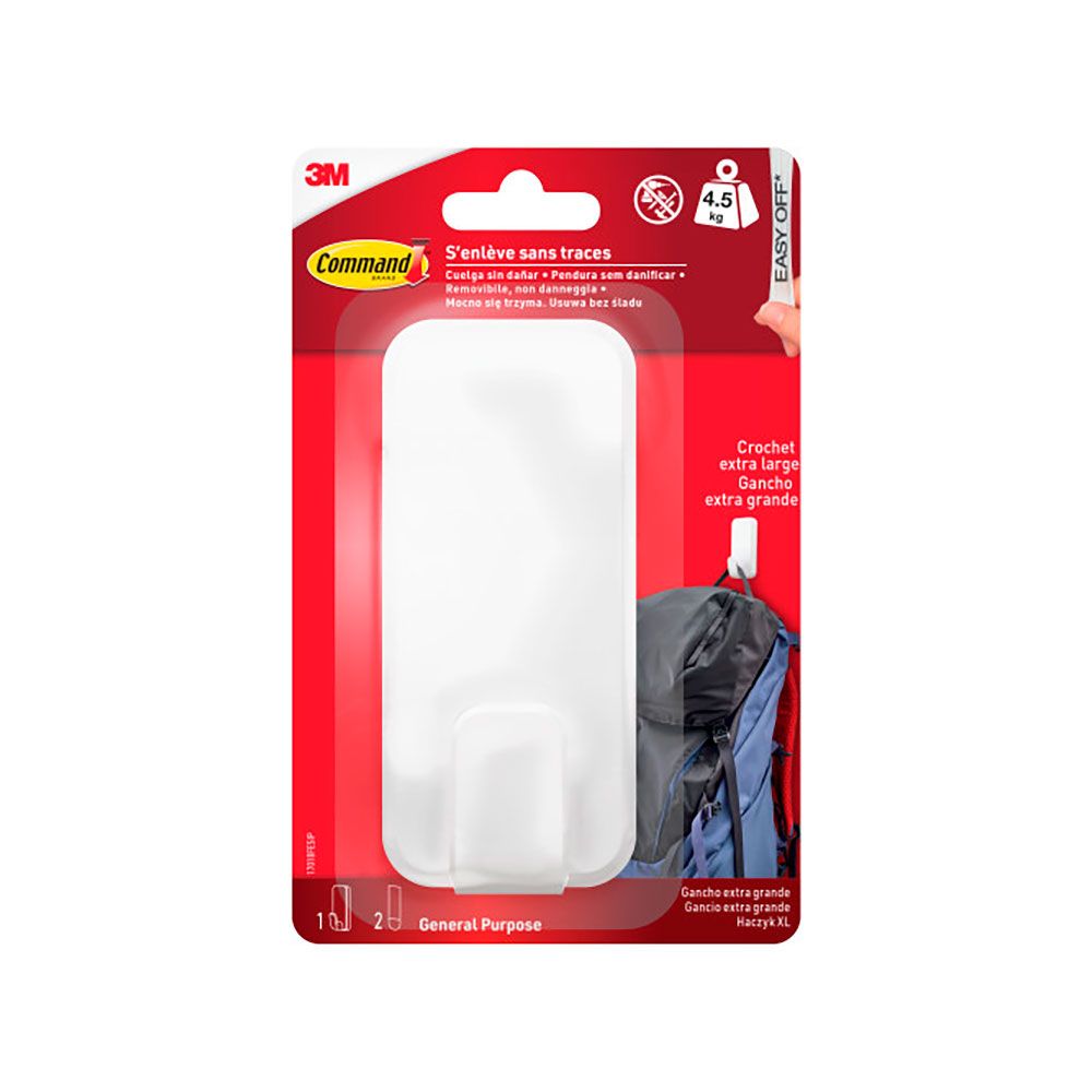 Command gancho para utensílios, extra grande, branco, 1 peça + 2 tiras, máx. 4,5 kg - Image 2