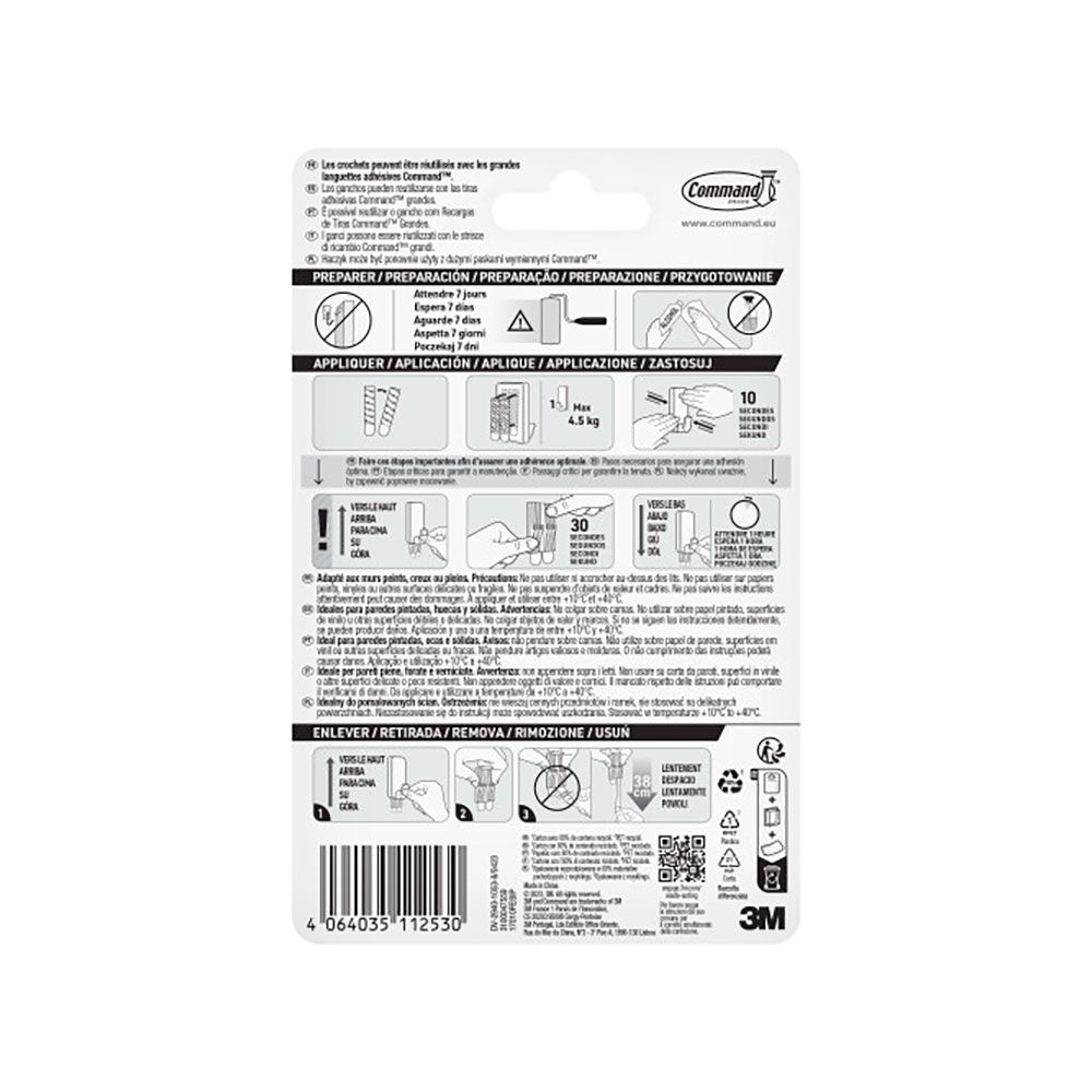 Command gancho para utensílios, extra grande, branco, 1 peça + 2 tiras, máx. 4,5 kg - Image 3