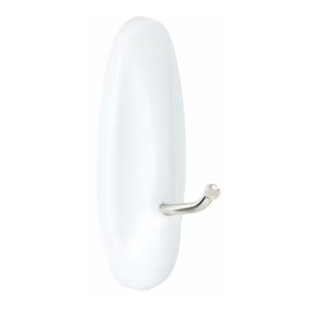 Command gancho de ponta em metal, médio, branco, 29 x 79 x 29 mm, 2 peças + 4 tiras, carga máxima 1,3 kg
