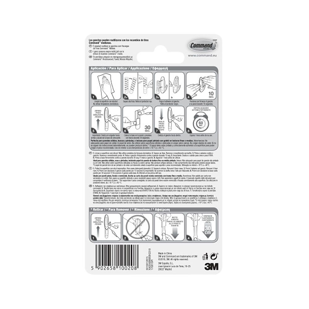 Command gancho de design, médio, branco, 29 x 79 x 29 mm, 2 peças + 4 tiras, máx. - Image 3
