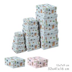 Caixas de armazenamento encaixáveis, design infantil, medidas variadas, SET 15 peças