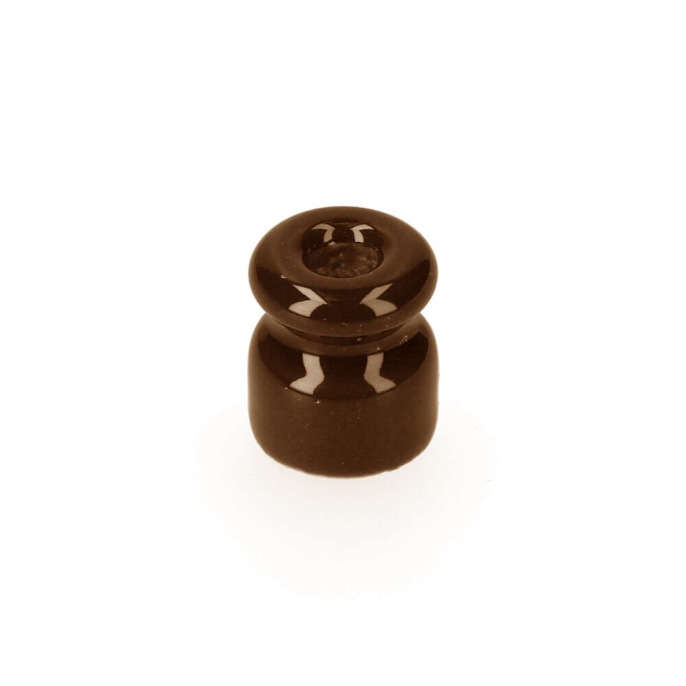 Isolador de porcelana para cabo trançado castanho