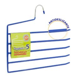 Cabide antiderrapante para 5 calças, COR azul