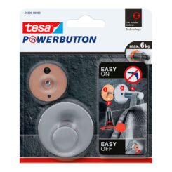 Cabide redondo clássico Powerbutton, aço inoxidável