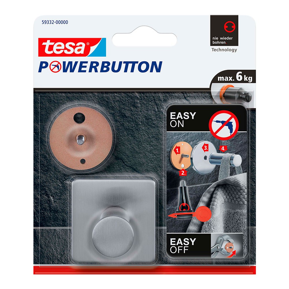 Cabide quadrado clássico powerbutton em aço inoxidável