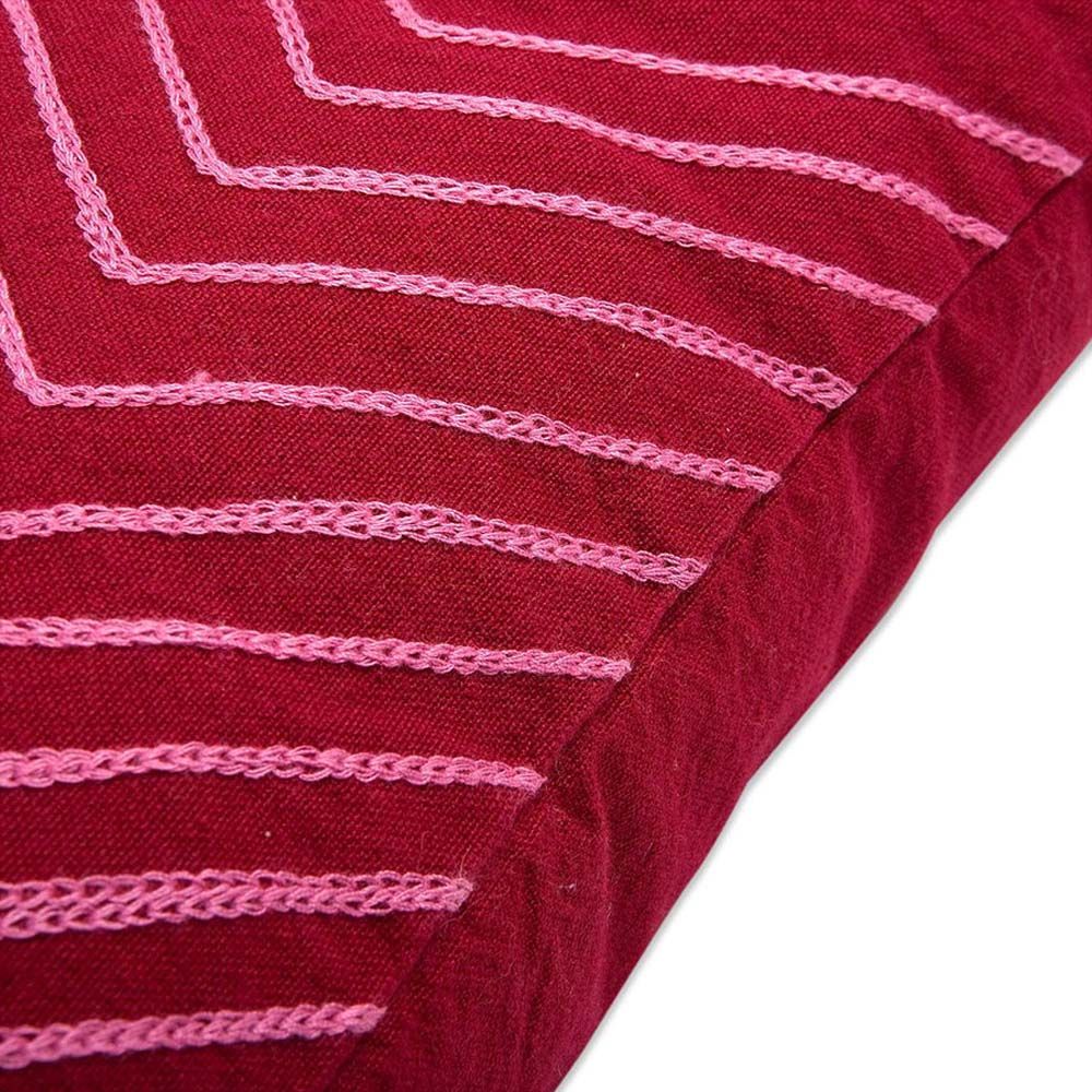 Almofada de algodão vermelho com listras rosa, 50 x 12 x 50 cm - Image 3